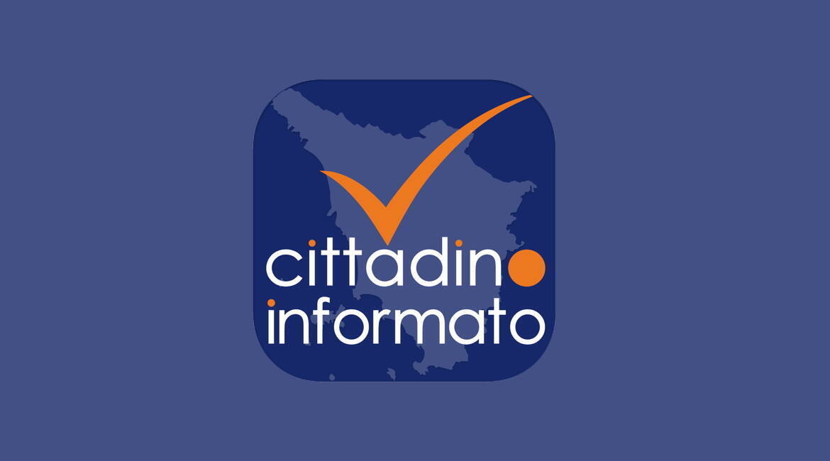 Logo app Cittadino Informato su sfondo blu