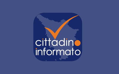 Logo app Cittadino Informato su sfondo blu