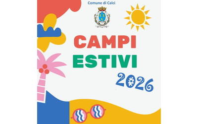 grafica colorarata con sole e scritta "campi estivi 2026"