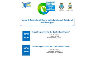 invito a incontri pubblici con loghi del consorzio di bonifica 4 e dei comuni di calci e vicopisano 