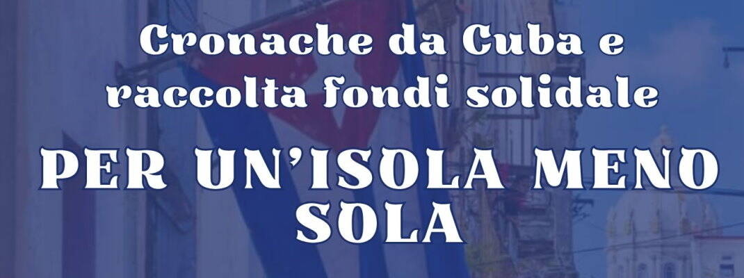 solo testo, scritta bianca su sfondo blu "per un'isola meno sola"