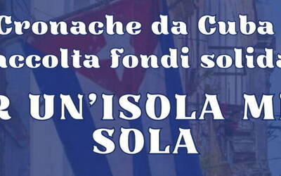 solo testo, scritta bianca su sfondo blu "per un'isola meno sola"