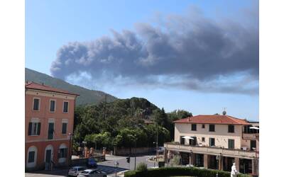 colonna di fumo nero in cielo
