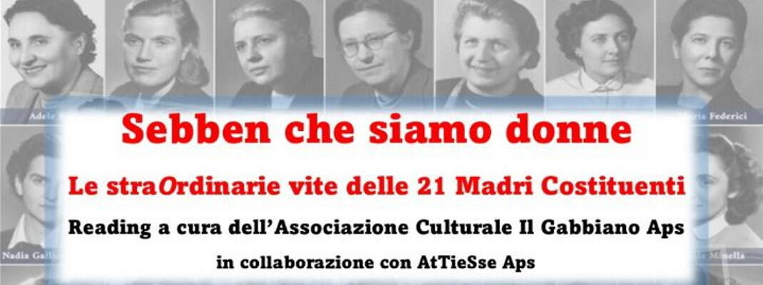 volantino dell'evento con le foto delle 21 Madri Costituenti
