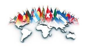 Illustrazione della mappa del Mondo e rappresentazione di alcune bandiere degli Stati